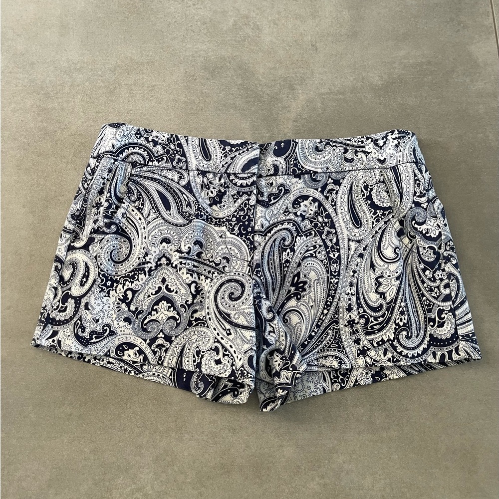 Trina Turk Black and White Shorts with Paisley Design